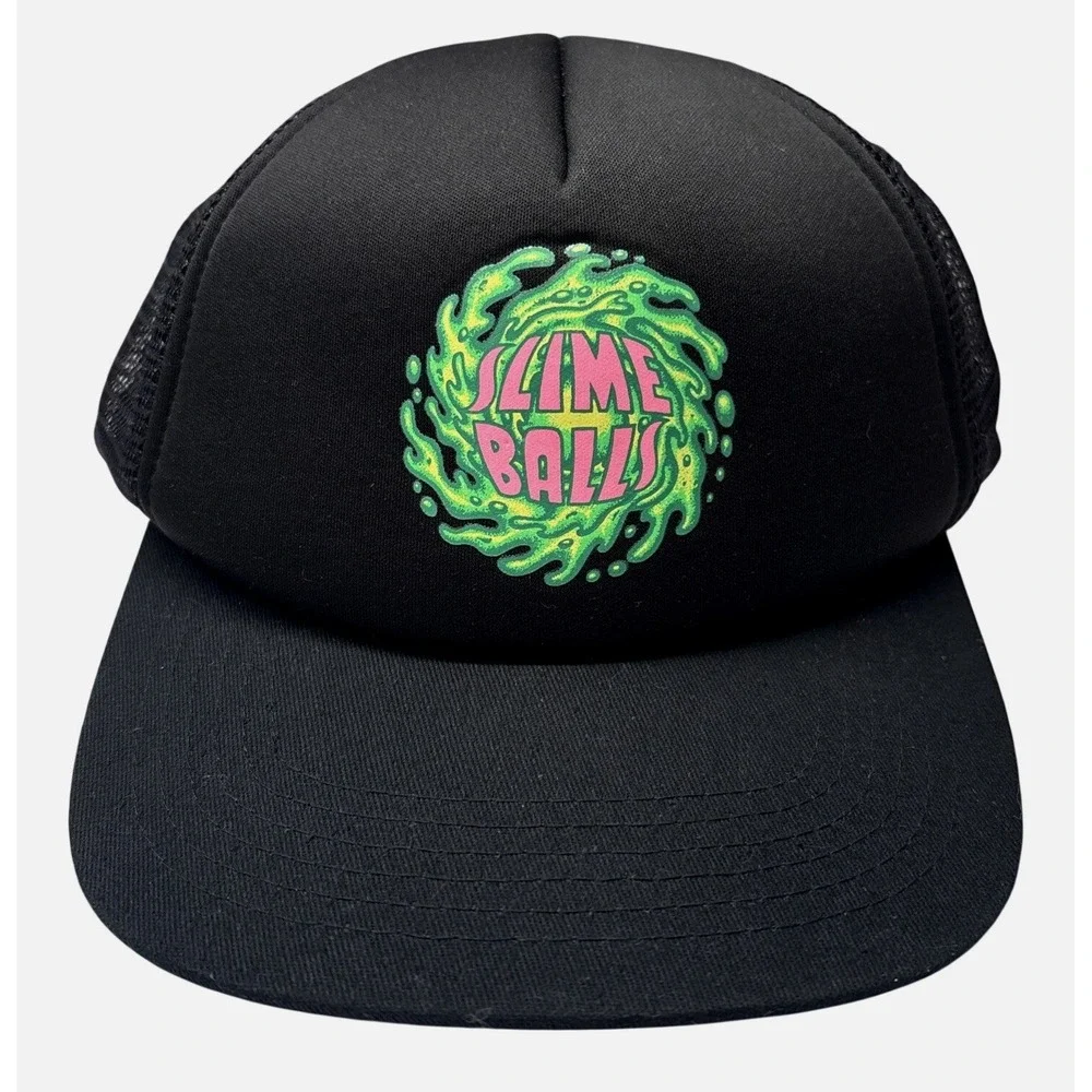 Slime Balls Skateboard Trucker Hat Black Neon Green Pink Mesh Snapback Cap